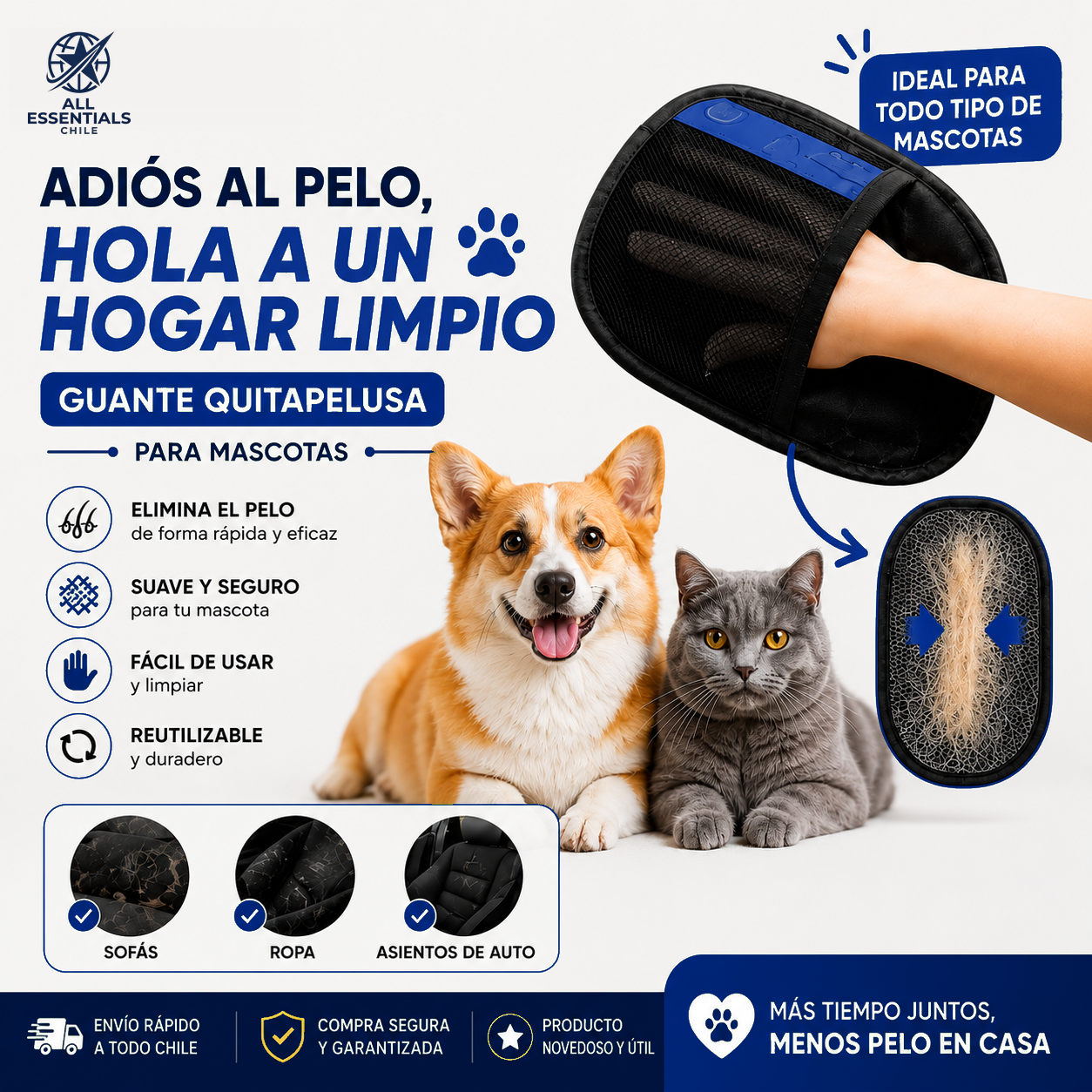 Guante Quitapelos™ Pack 2x1 – Elimina el Pelo de tu Mascota en Segundos
