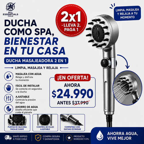 Cabezal Ducha Alta Presion Masajeadora