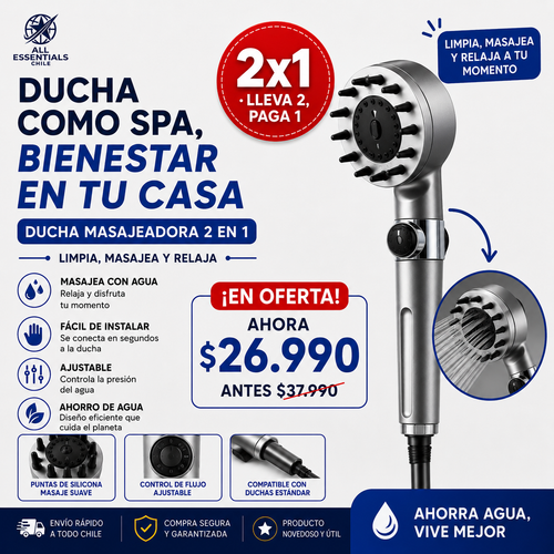 🔥 Cabezal Ducha Masajeadora Spa